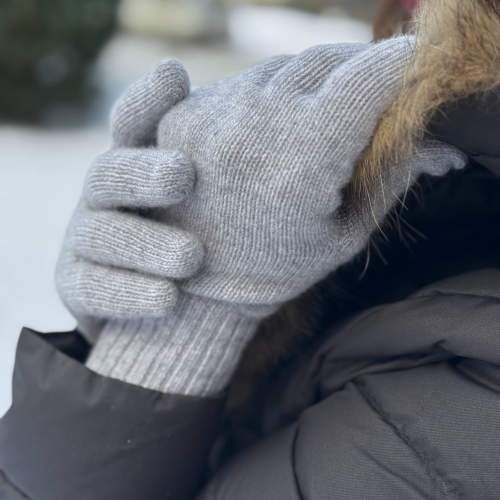 rękawiczki wełniane damskie jasnoszare